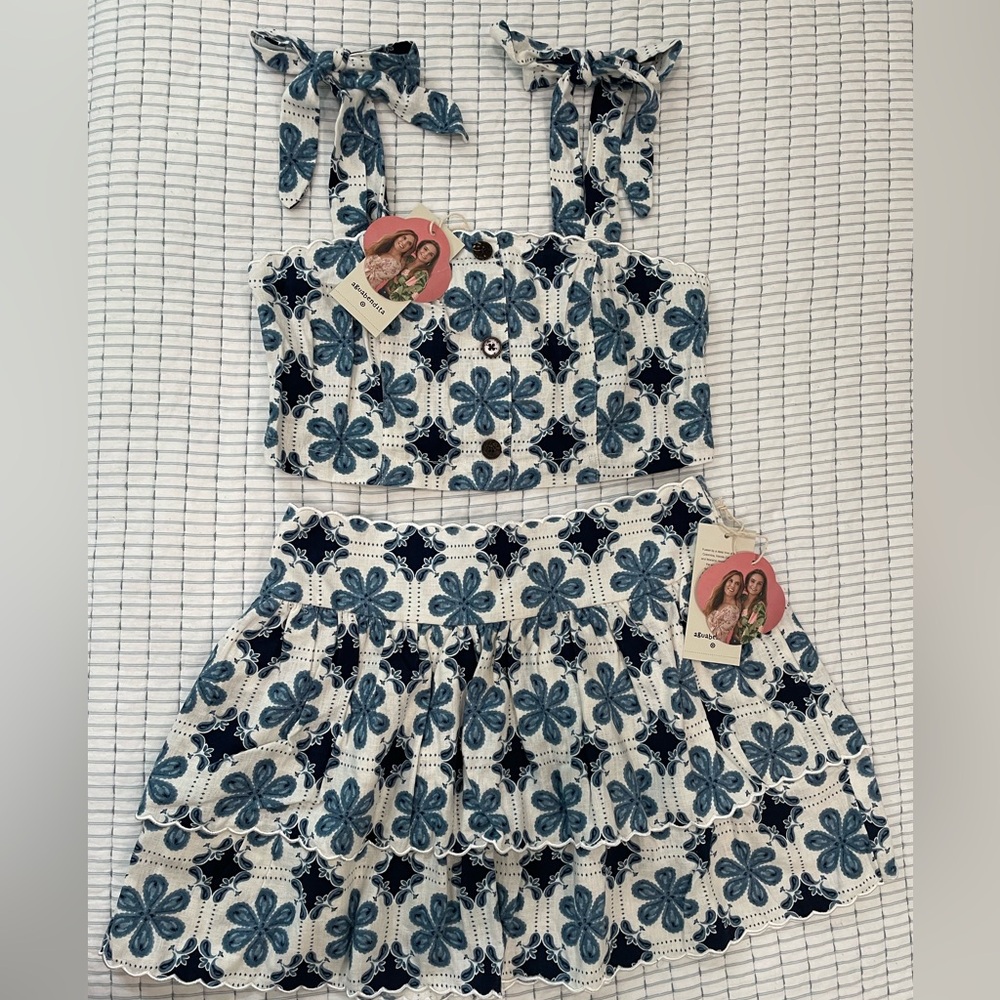 Agua Bendita x Target Tile Print Blue Tank and Skirt SET Size Medium M NWT
